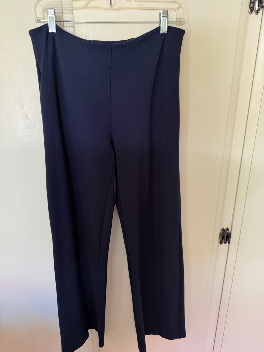 Classic Navy Wide-Leg Pull-On Pants
